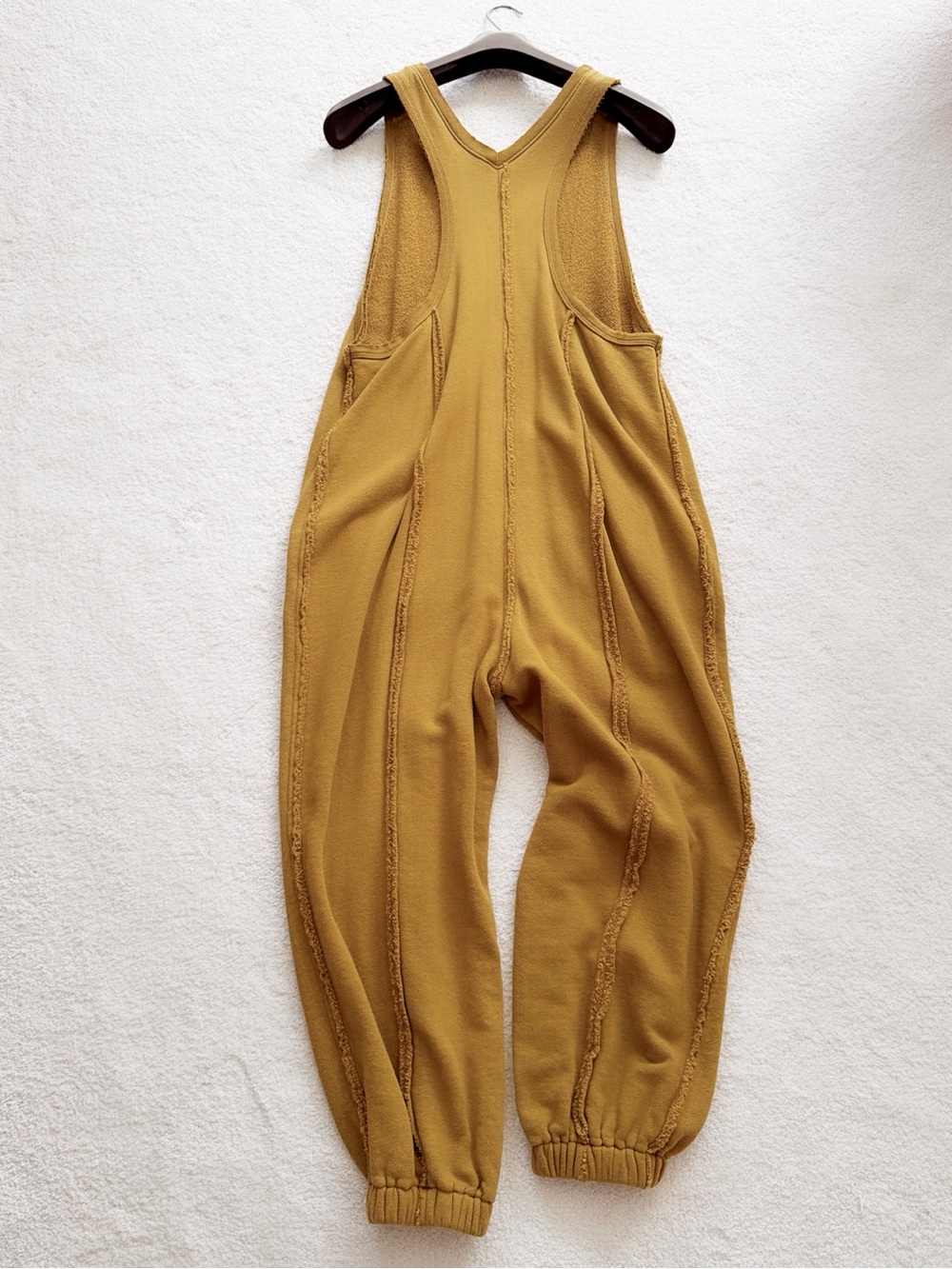NEW! FP Movement Mustard Onsie Sweat Shirt Fabric sz XS Overalls Free People - Picture 2 of 7